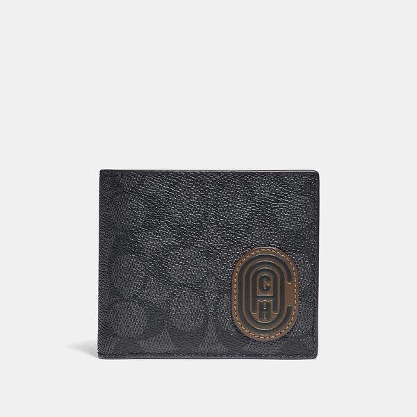 Coin Wallet In Signature Canvas With Reflective Coach Patch