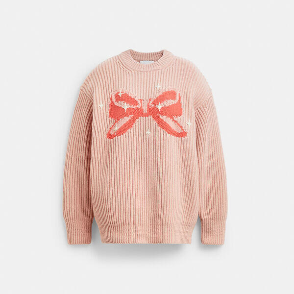 Crewneck Bow Sweater In Recycled Wool