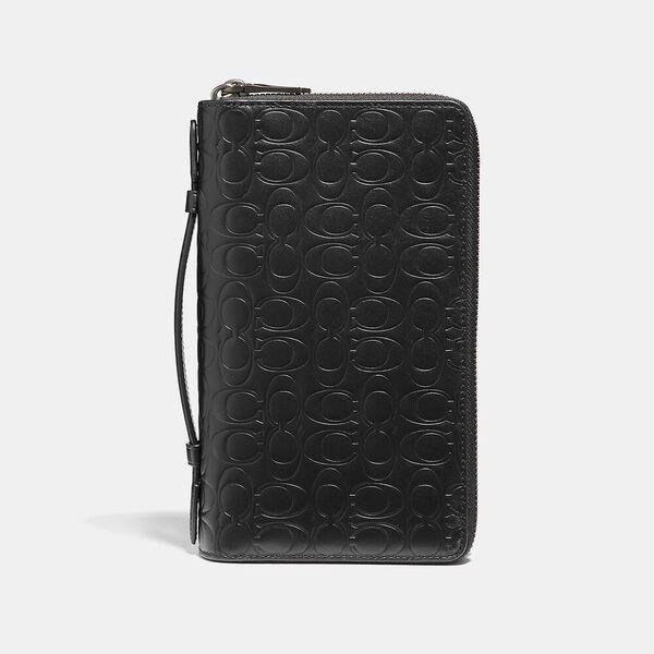 Double Zip Travel Organizer In Signature Leather