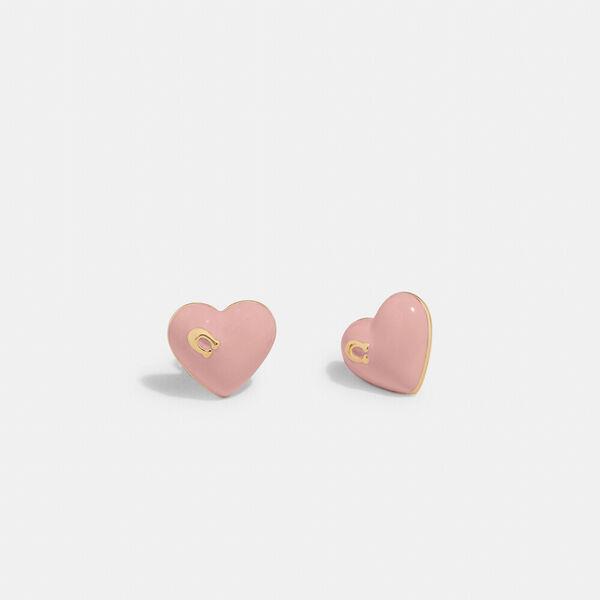 Enamel Signature Heart Stud Earrings