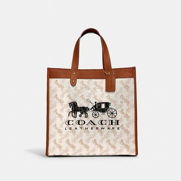 Field Tote With Horse And Carriage Print And Carriage Badge