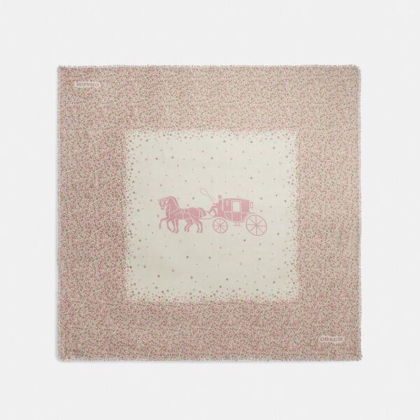 Horse And Carriage Tea Rose Print Oversized Square Scarf