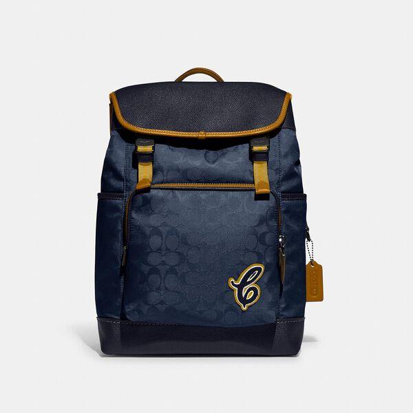 League Flap Backpack In Recycled Signature Jacquard With Patch