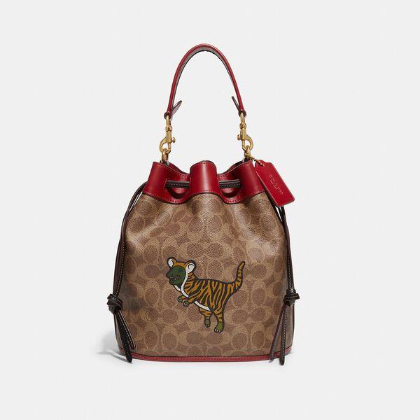 Lunar New Year Field Bucket Bag In Signature Canvas With Tiger Rexy