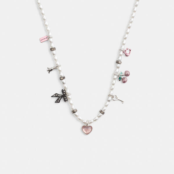 Mini Bow Charms Pearl Necklace