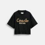 Sales Coupons Deals - Coach New Year Coach Snake Script Cropped T-Shirt In Organic Cotton
