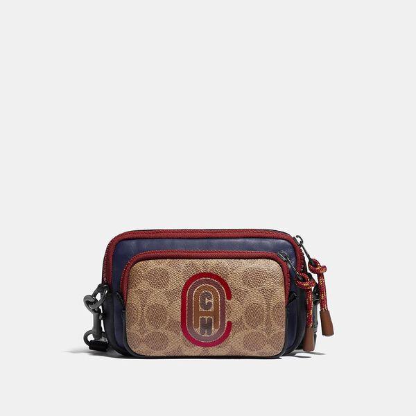 Pacer Convertible Double Pouch In Colorblock Signature Canvas With Coach Patch