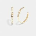 Sales Coupons Deals - Coach Pegged Signature And Stone Large Hoop Earrings