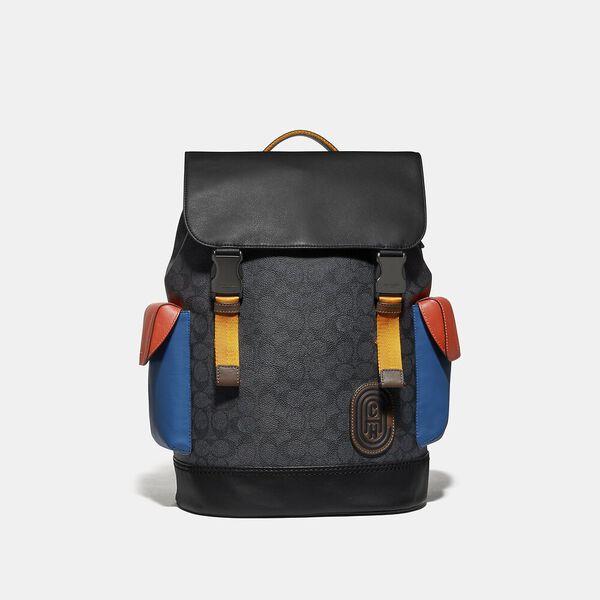 Rivington Backpack In Colorblock Signature Canvas With Coach Patch