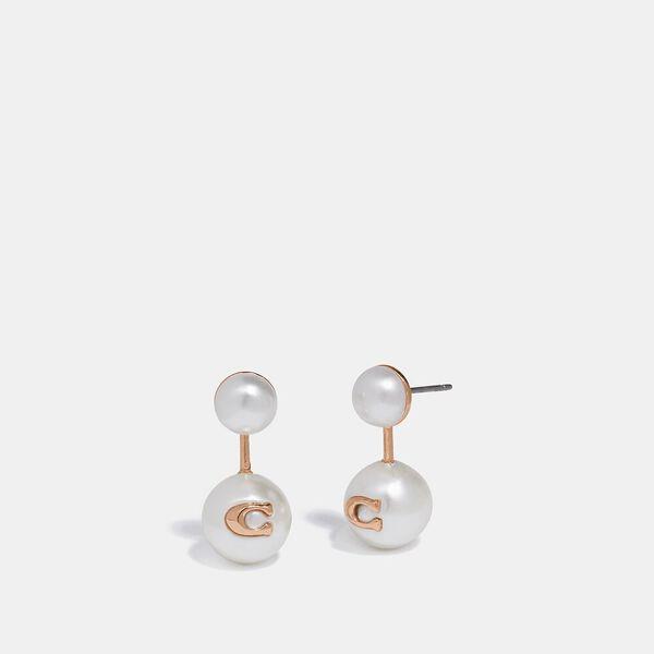 Sculpted Signature Pearl Drop Stud Earrings
