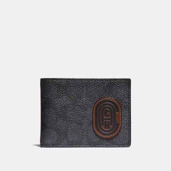 Slim Billfold Wallet In Signature Canvas With Coach Patch