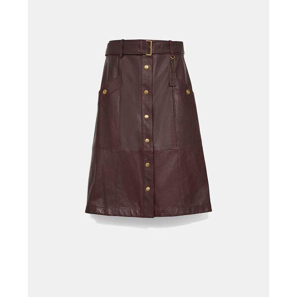 Snap Front Leather Skirt