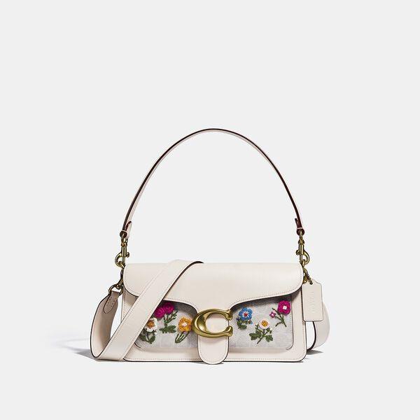 Tabby Shoulder Bag 26 In Signature Canvas With Floral Embroidery