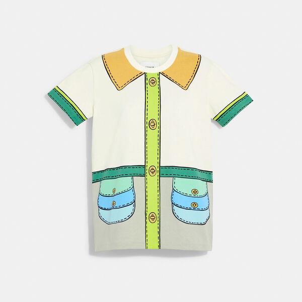 Trompe L’Oeil Belted T-Shirt In Organic Cotton