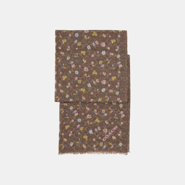 Watercolor Floral Print Signature Oblong Scarf