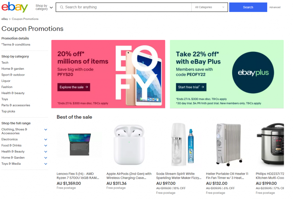 Sales Coupons Deals EBAY EOFY SALE 2021