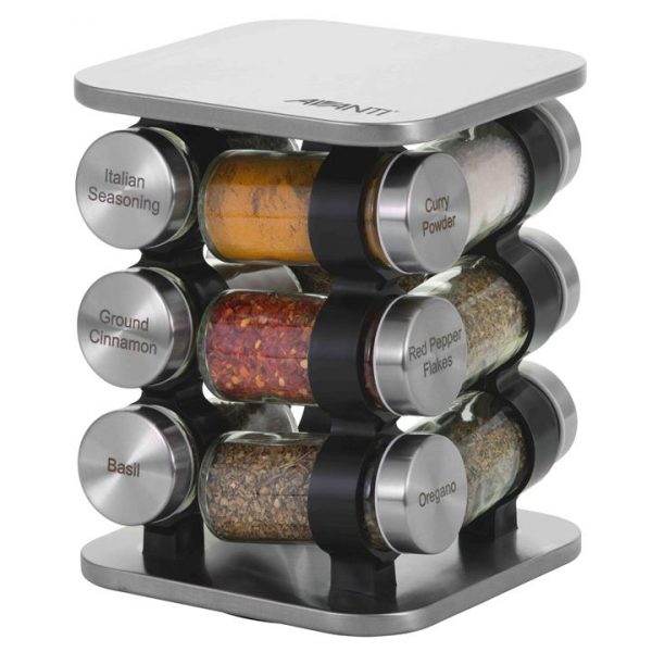 Kitchen Style - Avanti Rotating Spice Rack Set - 12 Jars - Kitchen Supplies