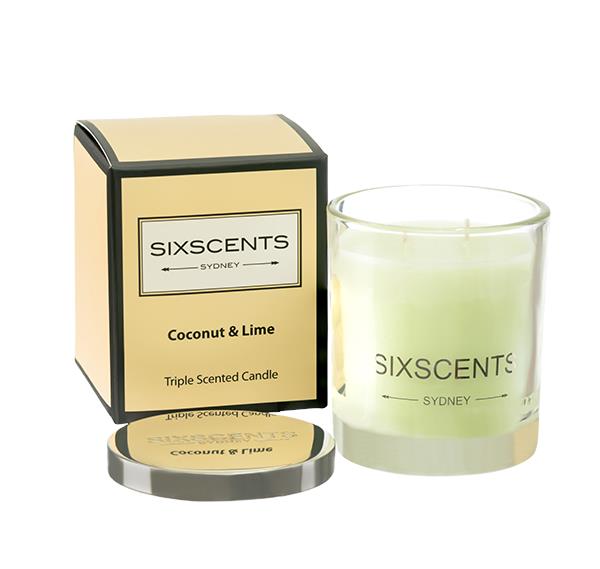 Be Enlightened Sixscents Triple Scented Candle Coconut & Lime