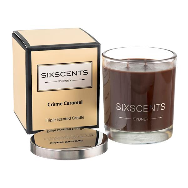 Be Enlightened Sixscents Triple Scented Candle Creme Caramel