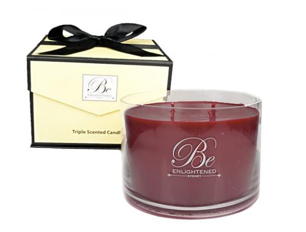 Kitchen Style - Be Enlightened Triple Scented Luxury Candle Red Roses - Candles And Scents