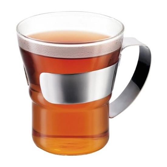 Bodum Assam Tea Glass with steel handle 350ml Set Of 2
