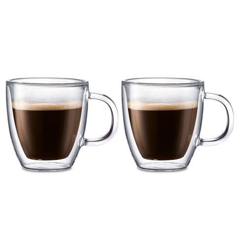 Bodum Bistro Double Wall Glass Espresso Mug 150ml Set Of 2