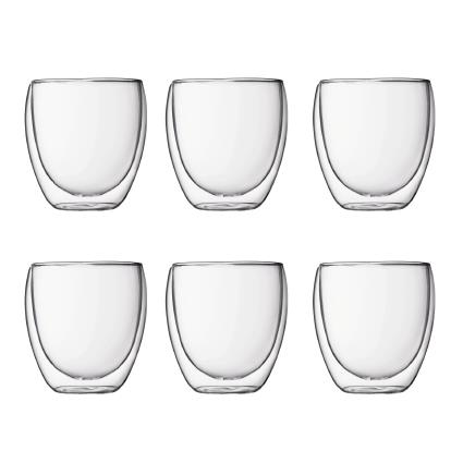 Bodum Pavina Double Wall Glasses Set of 6 Small 80ml