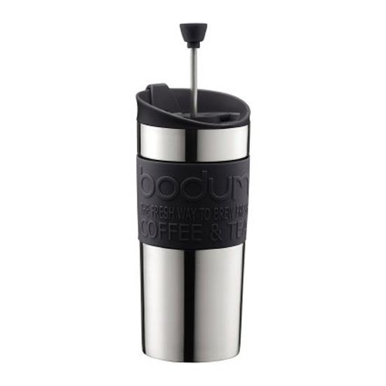 Kitchen Style - Bodum Stainless Steel Travel Press Set 350ml Black with Extra Lid - Tea & Coffee Supplies