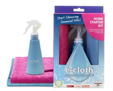 Ecloth Home Starter Kit – general purpose cloth, glass polishing cloth and spray bottle
