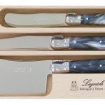 Kitchen Style - Laguiole Andre Verdier Debutant Cheese Knife Set 3 Piece Marbled Grey - Cutlery Set