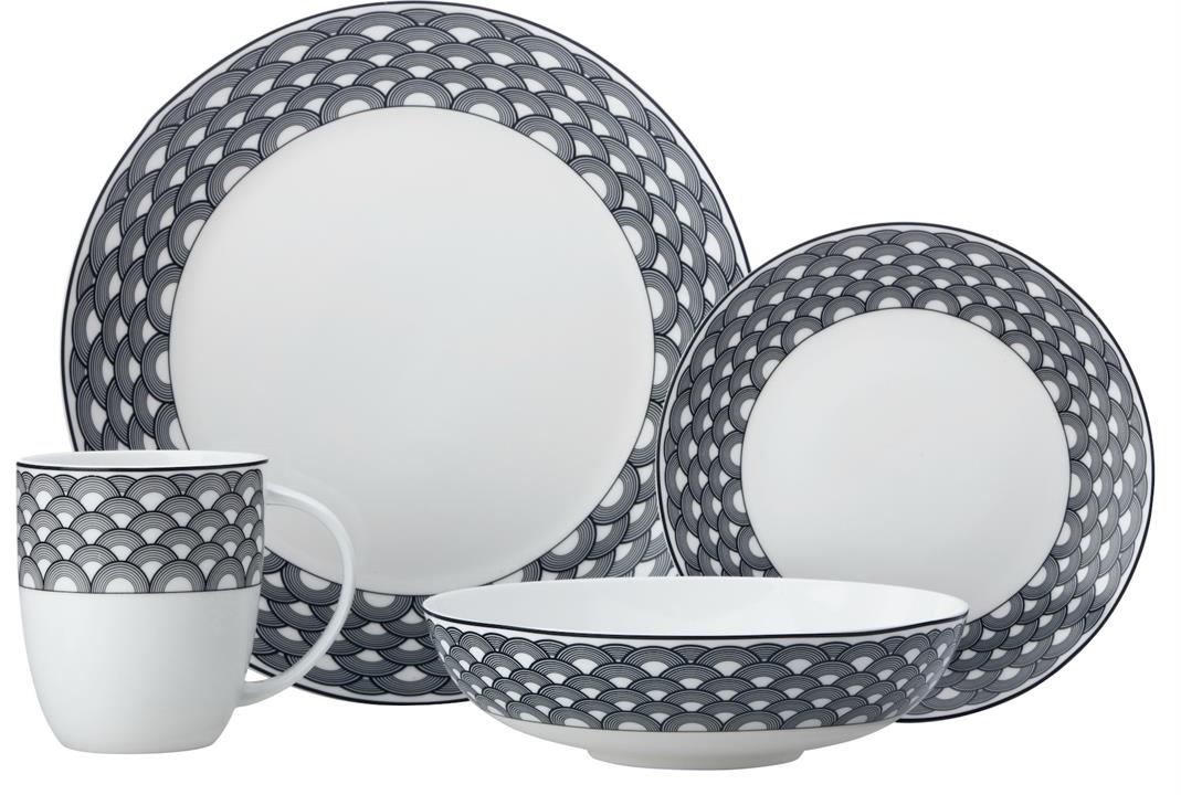 Maxwell & Williams Harlequin Coupe Dinner Set 16pc Black