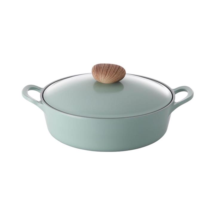 Neoflam Retro 22cm Casserole Low 2L Green Demer Induction with Die-Casted Lid