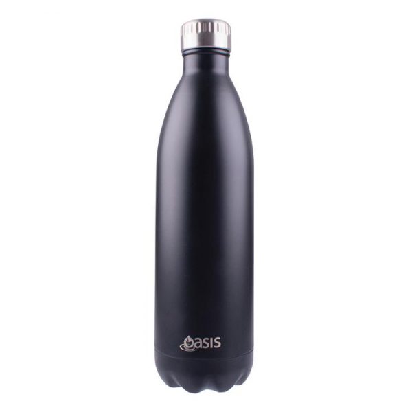 Kitchen Style - Oasis Stainless Steel Insulated Drink Bottle 1 Ltr Matte Black - Drinkware