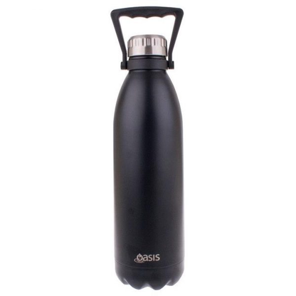 Kitchen Style - Oasis Stainless Steel Insulated Drink Bottle with Handle 1.5 Ltr Matte Black - Drinkware