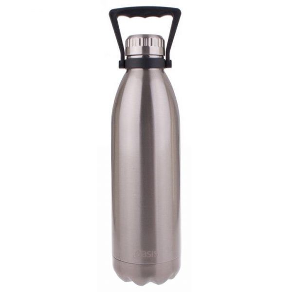 Kitchen Style - Oasis Stainless Steel Insulated Drink Bottle with Handle 1.5 Ltr Sliver - Drinkware