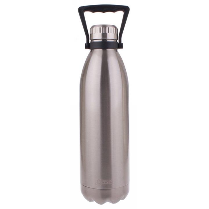 Oasis Stainless Steel Insulated Drink Bottle with Handle 1.5 Ltr Sliver