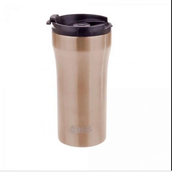 Kitchen Style - Oasis Stainless Steel Vacuum Insulated Plunger Travel Cup 350ml Champagne - Drinkware