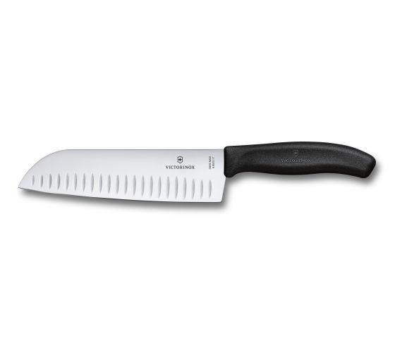 Victorinox Santoku Knife 17cm Fluted Wide Blade Classic Black Blister