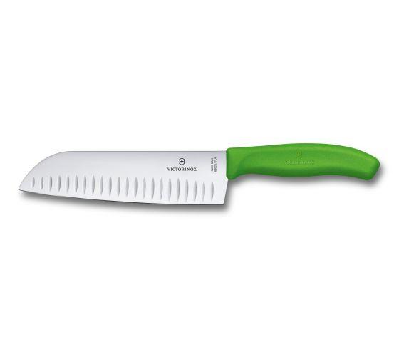 Victorinox Santoku Knife 17cm Fluted Wide Blade Classic Green Blister