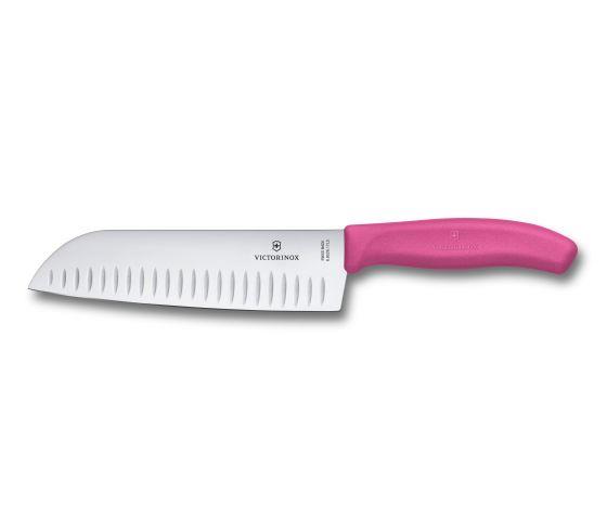 Victorinox Santoku Knife 17cm Fluted Wide Blade Classic Pink Blister