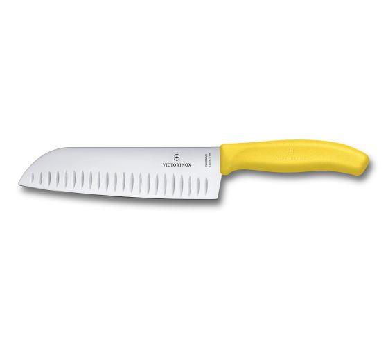 Victorinox Santoku Knife 17cm Fluted Wide Blade Classic Yellow Blister