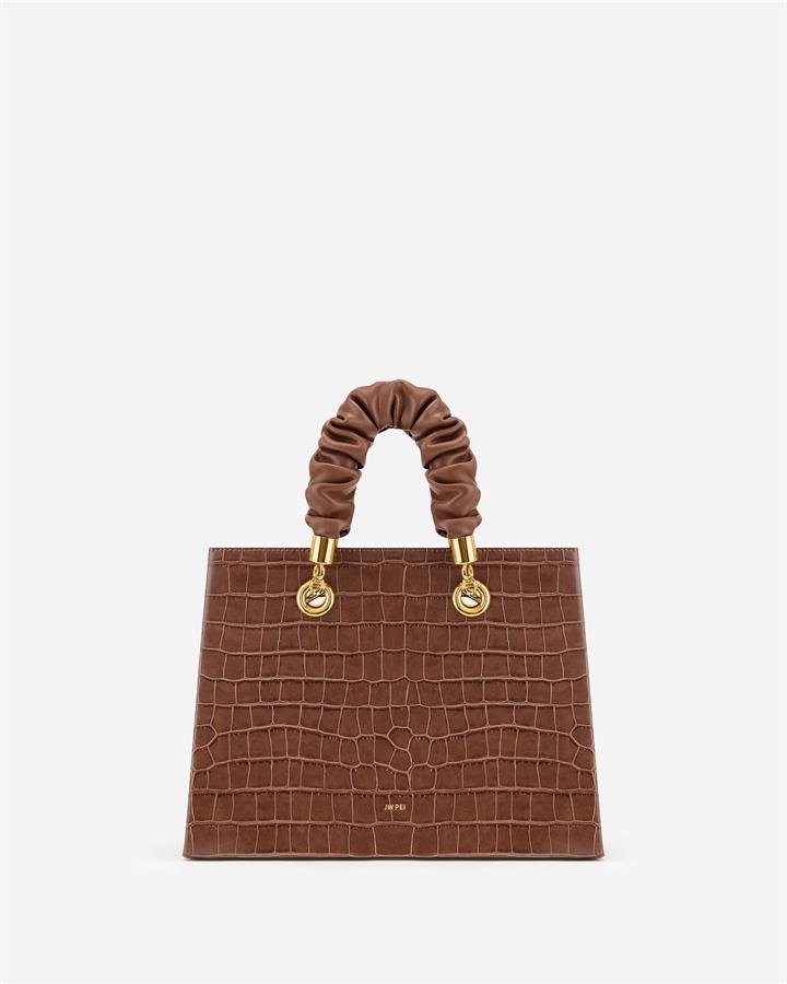 Ella Top Handle Bag – Brown Croc – Fashion Women Vegan Bag