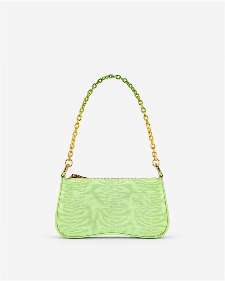 Eva Mini Gradient Chain Shoulder Bag – Lime Green Lizard
