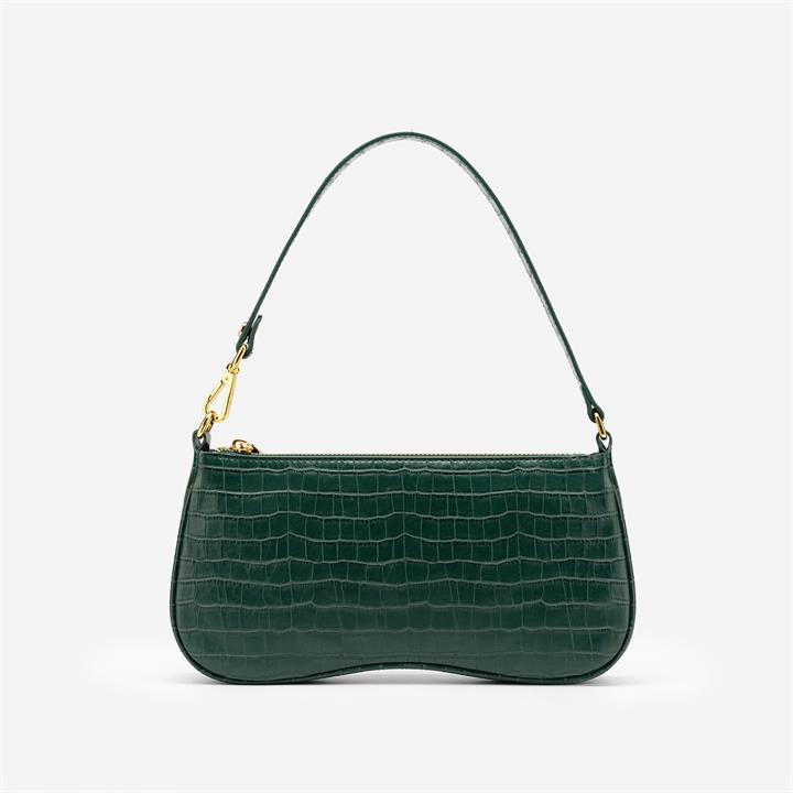 Eva Shoulder Bag – Dark Green Croc – Fashion Women Vegan Bag