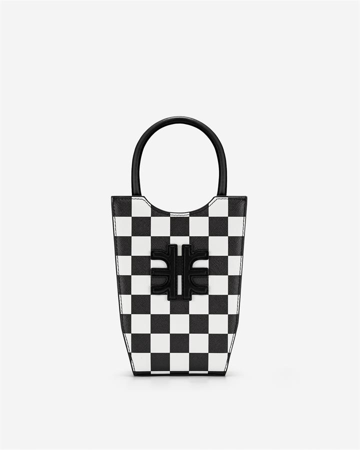 FEI Checkerboard Mini Tote Bag – Black & White – Fashion Women Vegan Bag