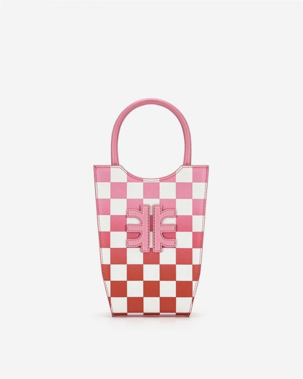 JW PEI - FEI Gradient Checkerboard Phone Bag - Begonia Pink & Red - Apparel & Accessories > Handbags