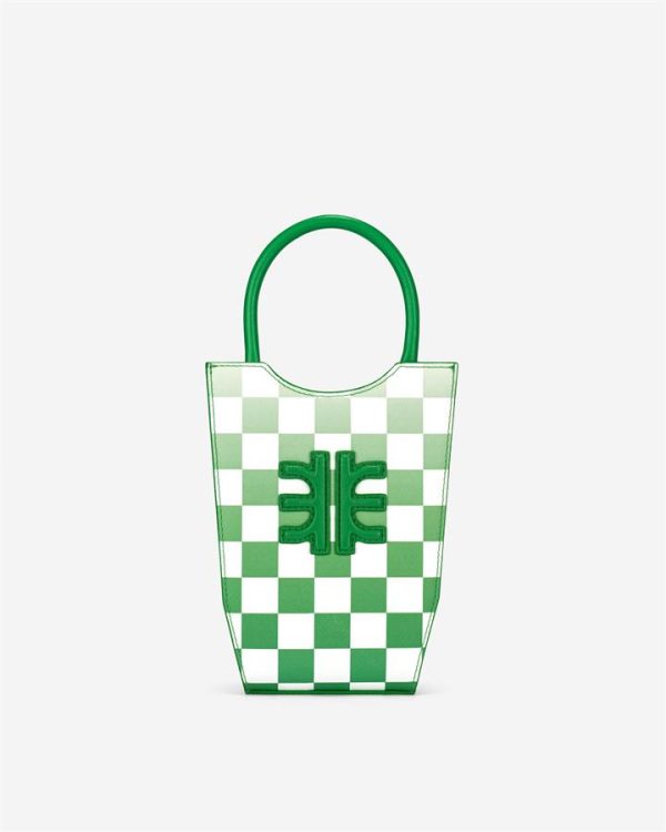 JW PEI - FEI Gradient Checkerboard Mini Tote Bag - Grass Green - Fashion Women Vegan Bag - Apparel & Accessories > Handbags