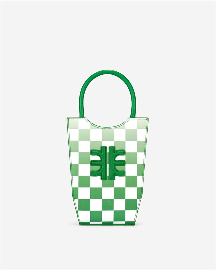 FEI Gradient Checkerboard Mini Tote Bag – Grass Green – Fashion Women Vegan Bag