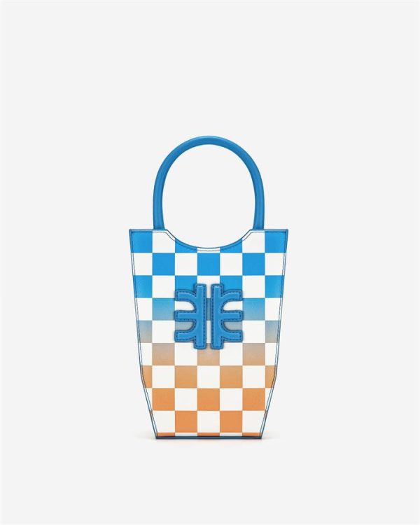 JW PEI - FEI Gradient Checkerboard Phone Bag - Lake Blue & Orange - Apparel & Accessories > Handbags