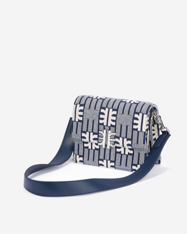 JW PEI - FEI Jacquard Knit Flap Bag - Navy - Apparel & Accessories > Handbags